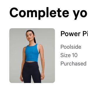 Lululemon Power Pivot Ribbed Tank in Poolside